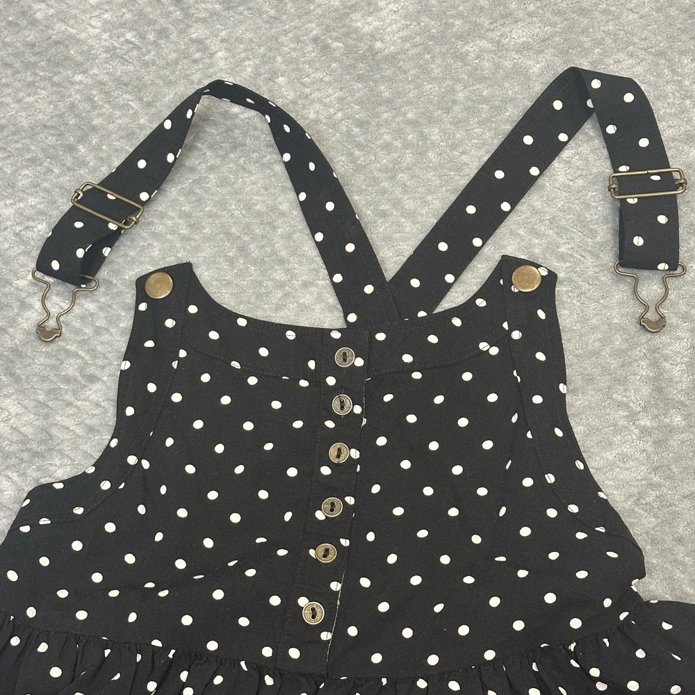 Overalls Dress Pinafore Women's Small Polka Dot Mini Jumper Adjustable Straps - Picture 11 of 11